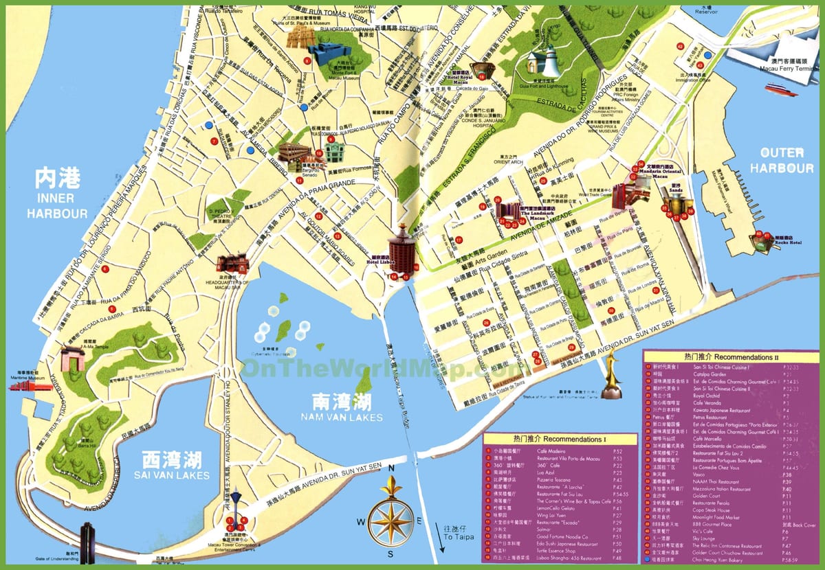 turisztikai foltok Macau térkép