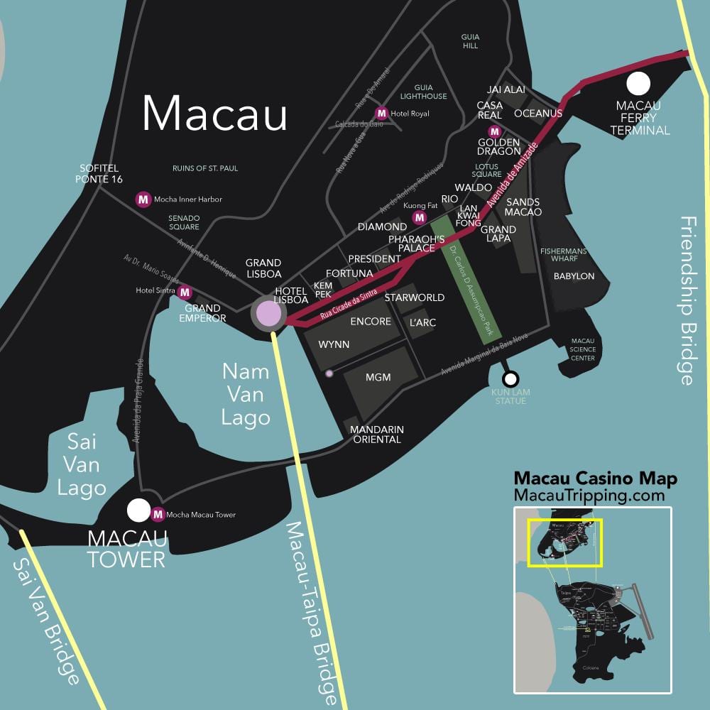 térkép Kína, Macau kaszinó